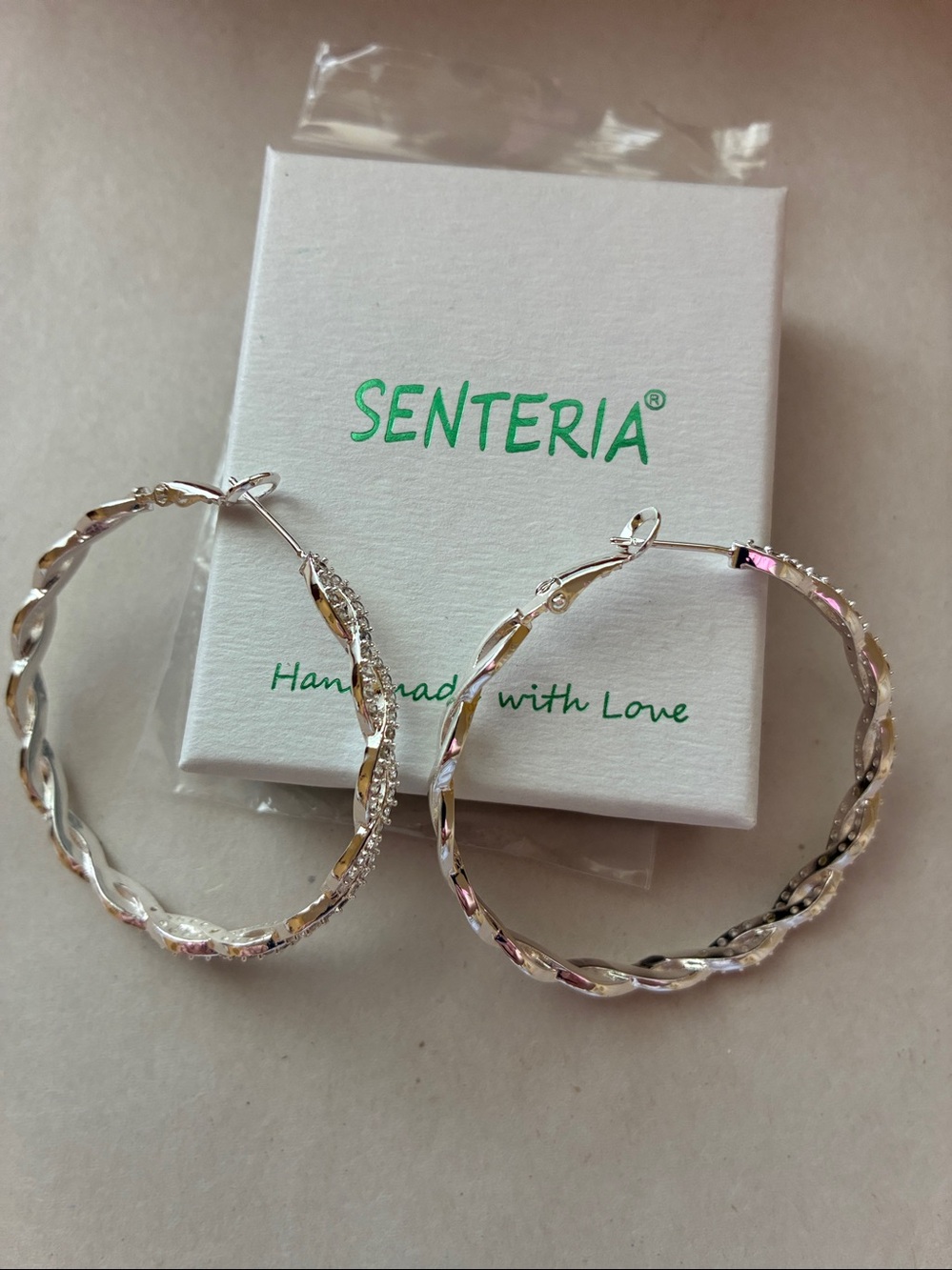 Senteria 2-Inch Silver Hoops NIB